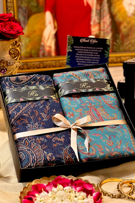 His And Her Set Of 100% pure wool shawls With Premium Gift Box Packaging
