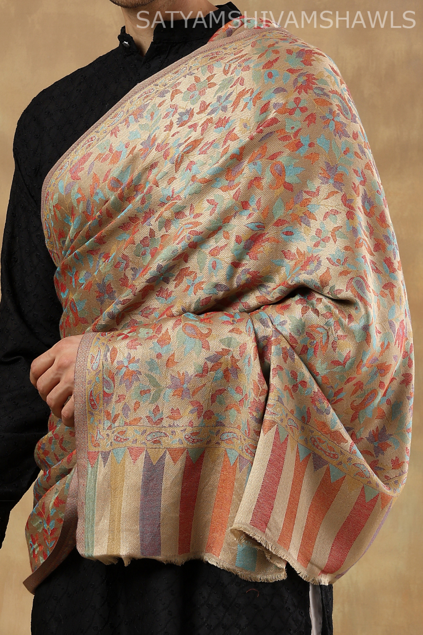 SATYAMSHIVAMSHAWLS HIS AND HER SET OF MENS&WOMENS BOTH SHAWLS ARE SILK PASHMINA KANI JAMAWAR WITH PREMIUM GIFT BOX PACKAGING