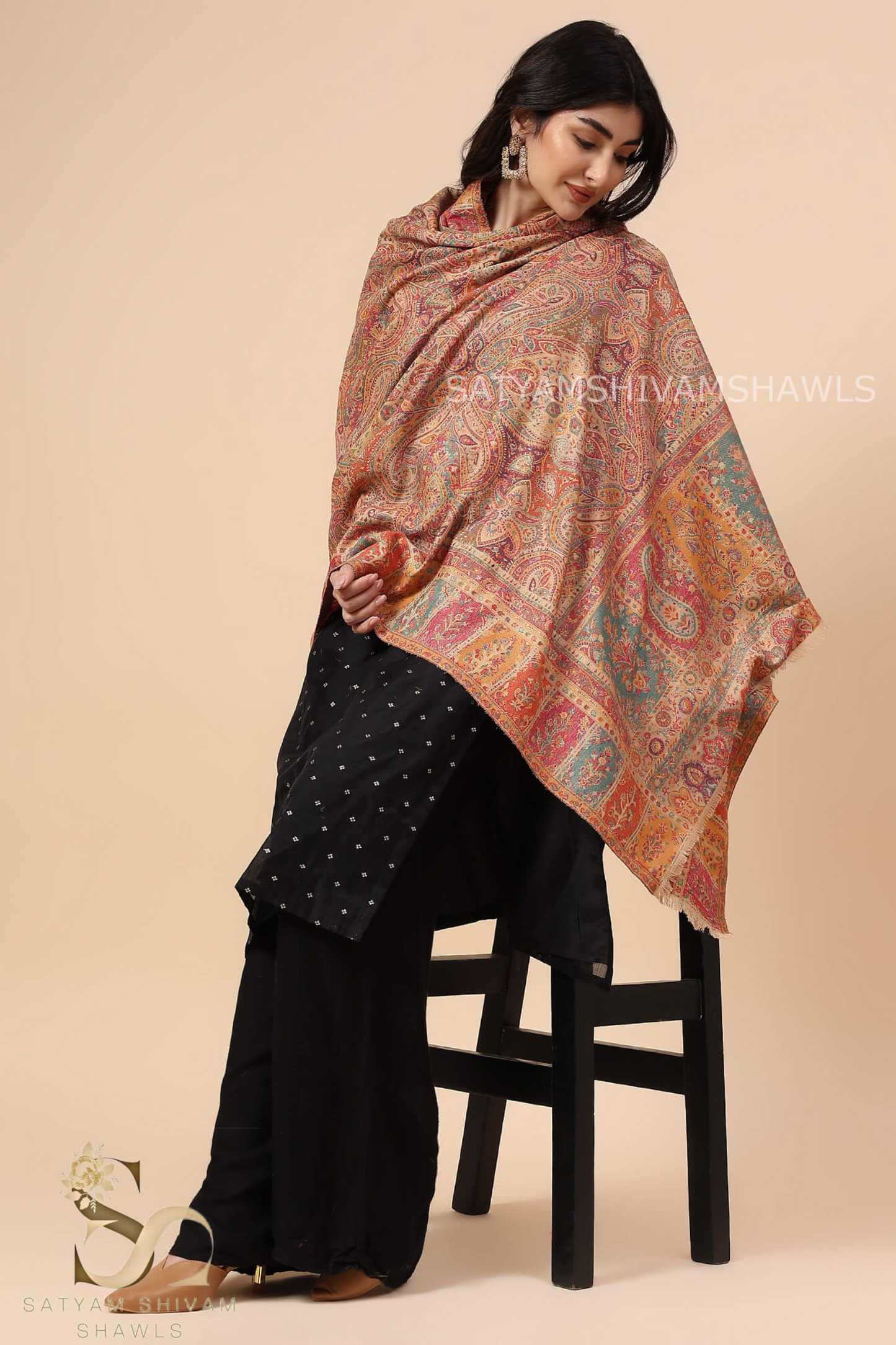 PASHMINA PURE WOOL AUTHENTIC MULTI KANI WEAVE DESIGN SHAWL,