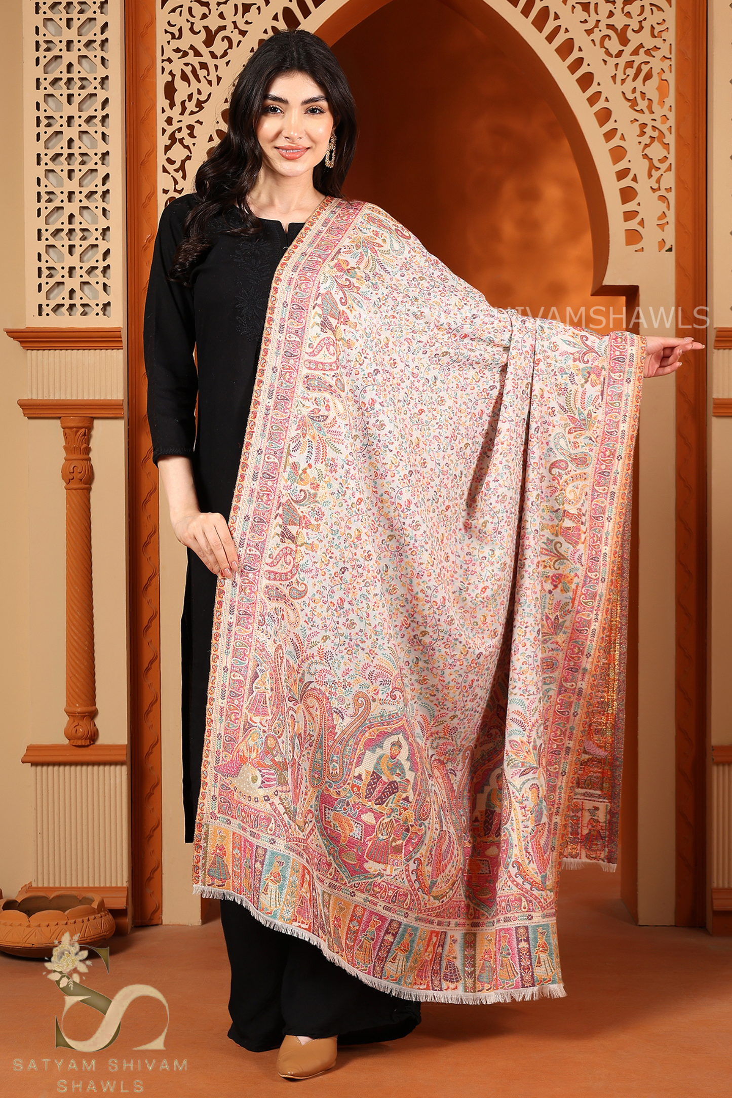 BAADSHAH DARABR ZARI KANI PASHMINA BLEND WOOL WOMENS SHAWLS