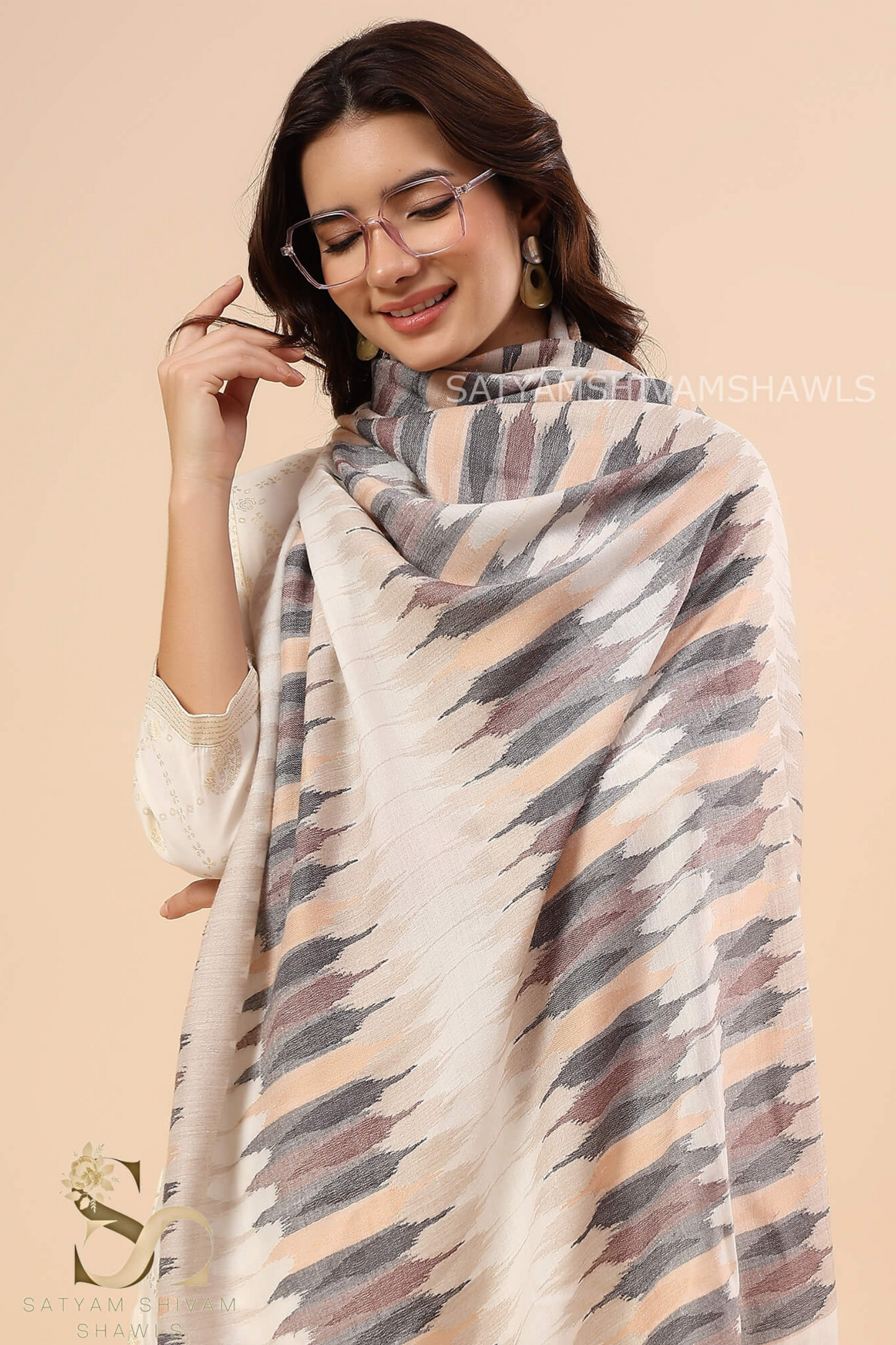 PASHMINA EKAT KANI DESIGN EXTRA FINE WOOL SHAWL,"120 COUNT",WARM ,SOFT AND LIGHT WEIGHT