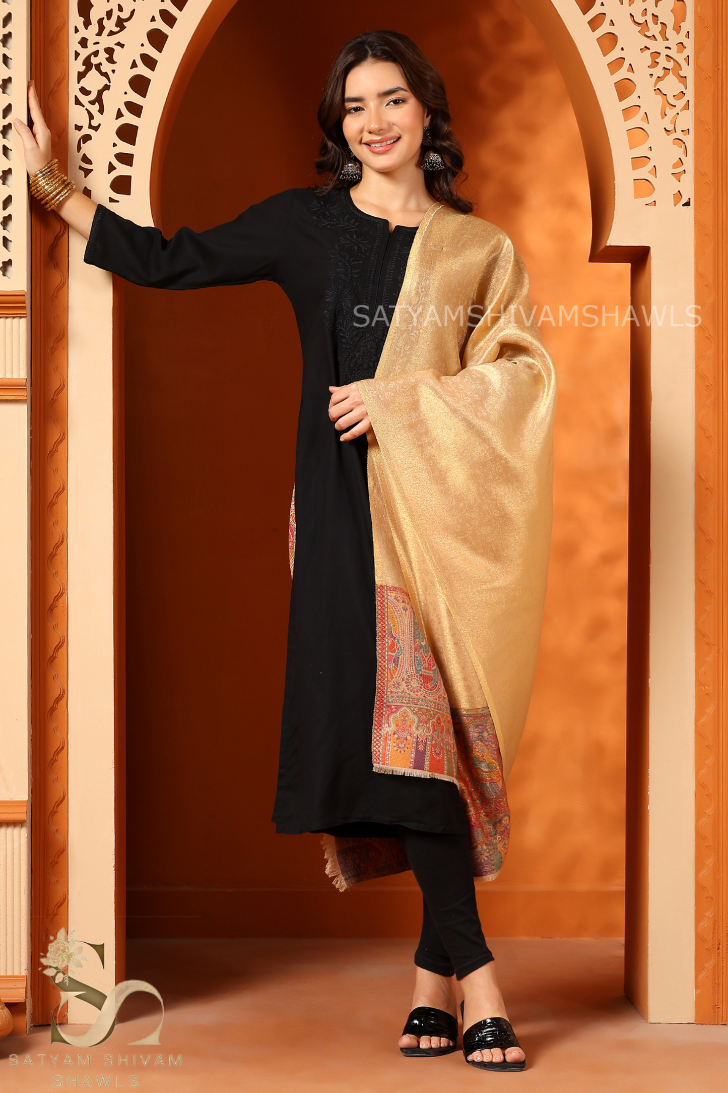 "TWILIGHT NOOR-E-MUGHAL" PALLA DESIGN PASHMINA WOOL SHAWL