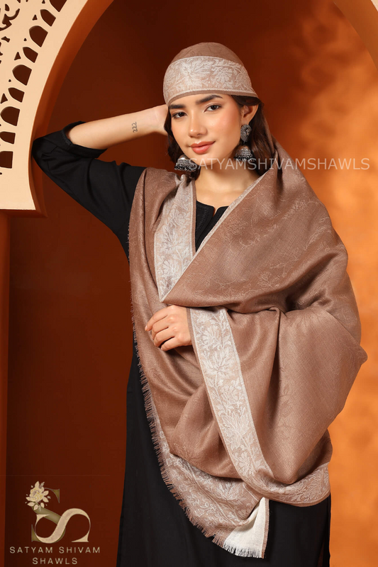PURE WOOL REVERSIBLE SELF BORDER DESIGN SHAWL ,TOOSH