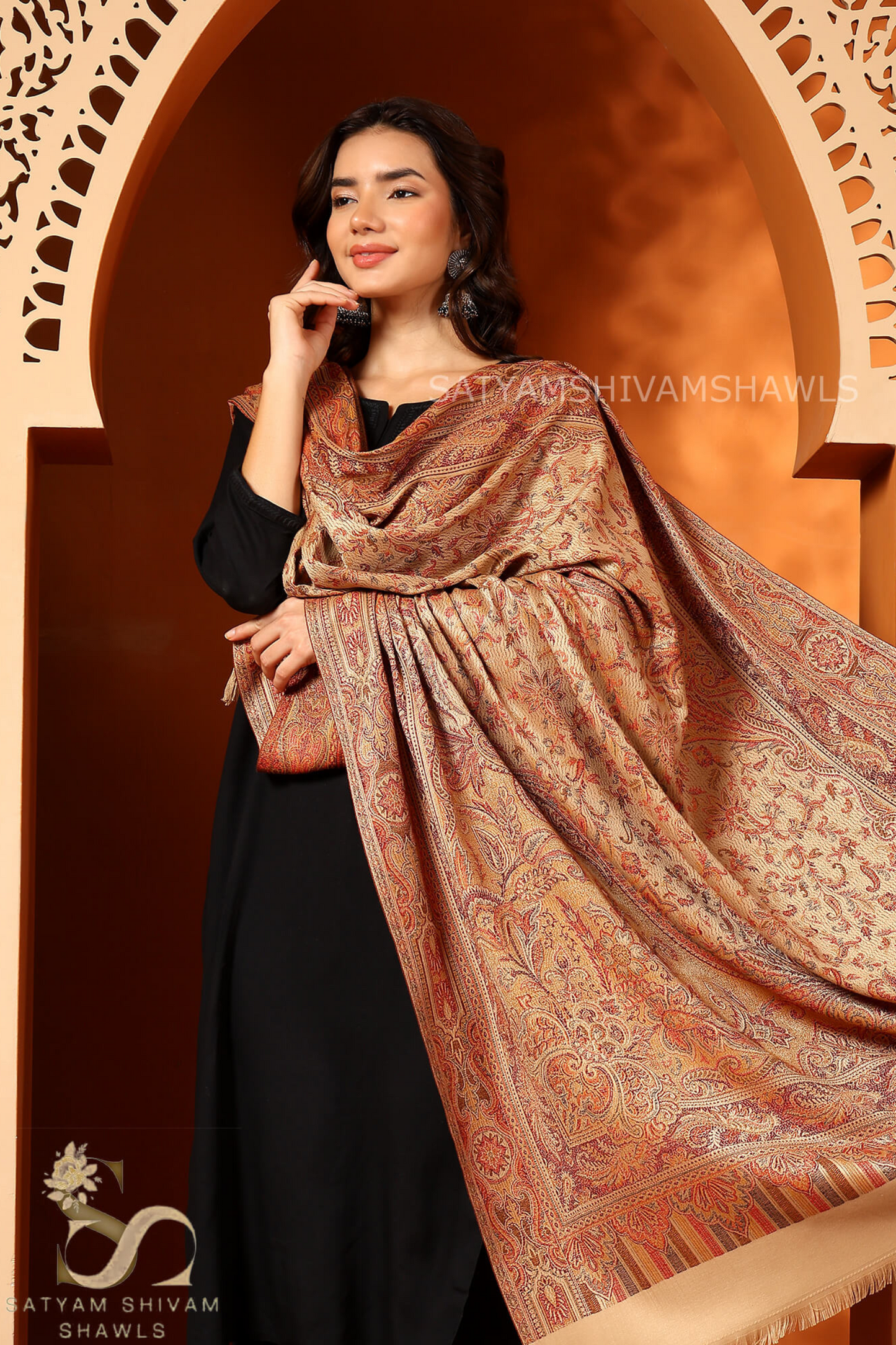 PURE WOOL ETHNIC KANI WEAVED SHAWL,WARM AND SOFT,
