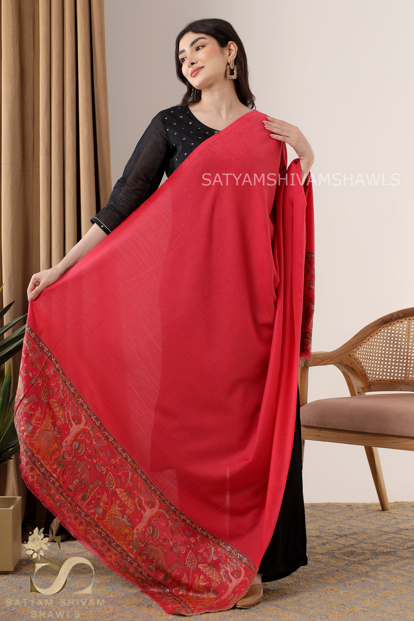 ZARI MOONLIGHT KANI WEAVE PURE WOOL PALLA SHAWL,WARM AND SOFT,
