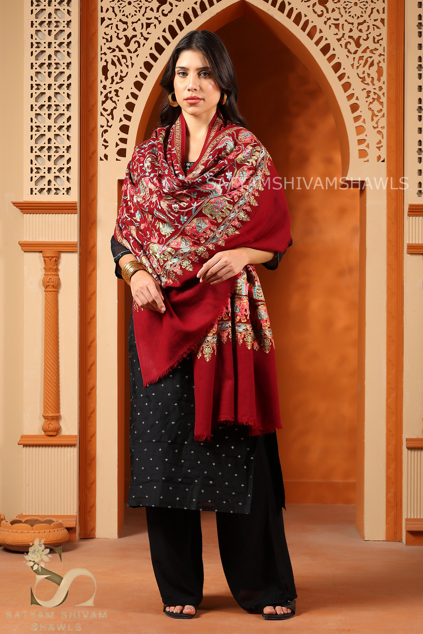 "SHIKAAR-E-KASHMIR" TILLA EMBRODIERY FINE PASHMINA WOOL, WARM AND SOFT