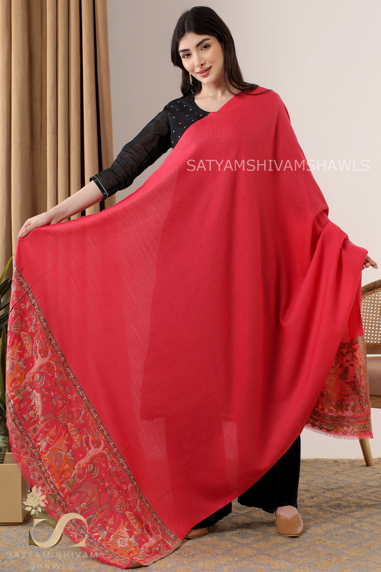 ZARI MOONLIGHT KANI WEAVE PURE WOOL PALLA SHAWL,WARM AND SOFT,