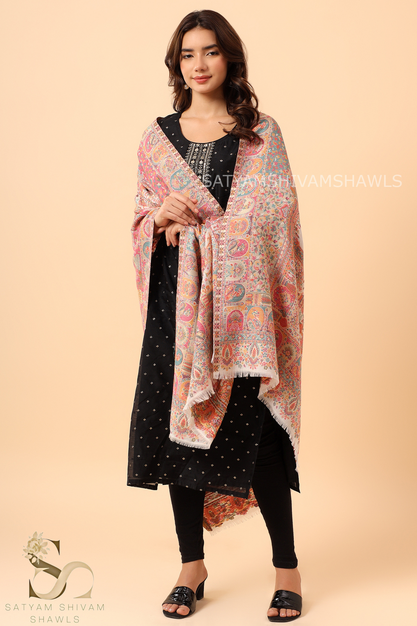 "SHAAN -E-DARBAR" THEME KANI  PASHMINA BLEND WOOL SHAWLS ,LIGHT WEIGHT AND WARM