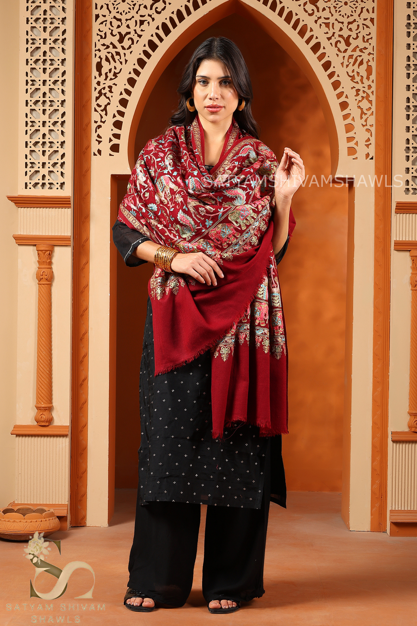 "SHIKAAR-E-KASHMIR" TILLA EMBRODIERY FINE PASHMINA WOOL, WARM AND SOFT