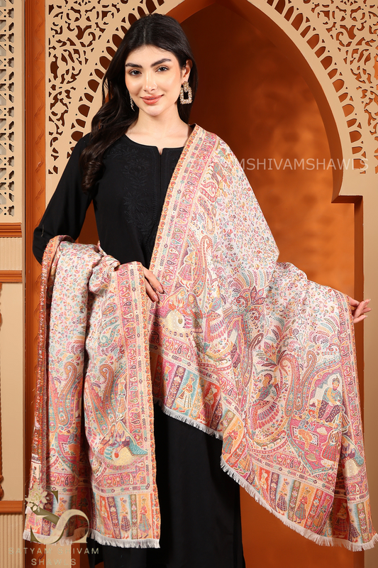 BAADSHAH DARABR ZARI KANI PASHMINA BLEND WOOL WOMENS SHAWLS