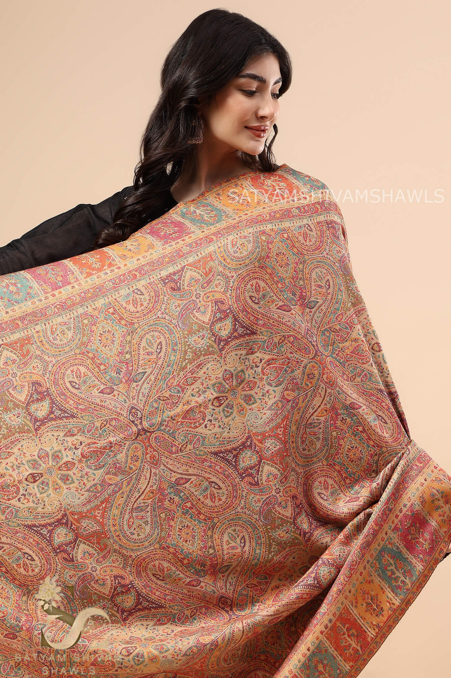 PASHMINA PURE WOOL AUTHENTIC MULTI KANI WEAVE DESIGN SHAWL,