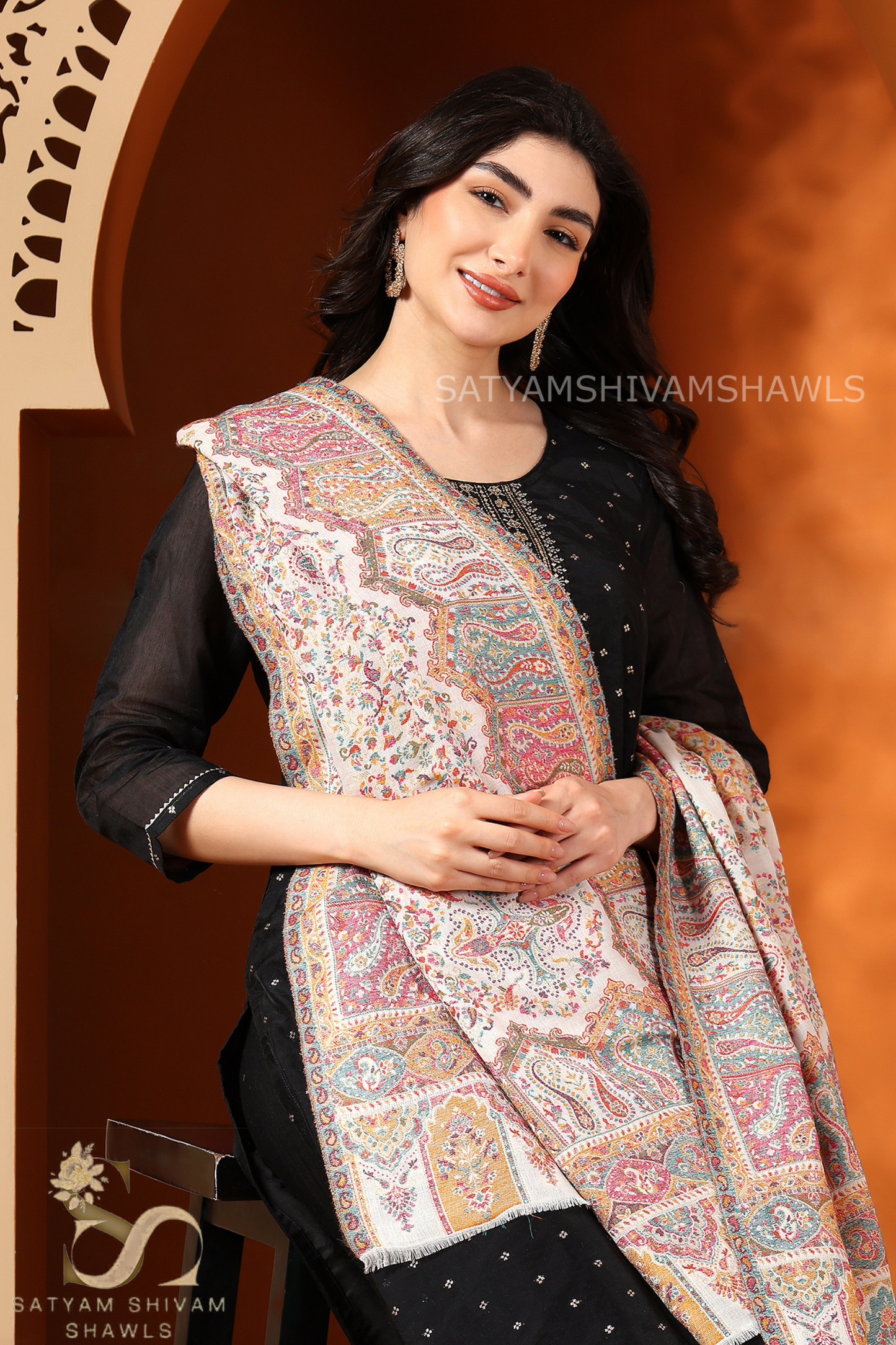 "THE MANDALA MUSE"SIGNATURE PASHMINA WOOL KANI WEAVED SHAWL
