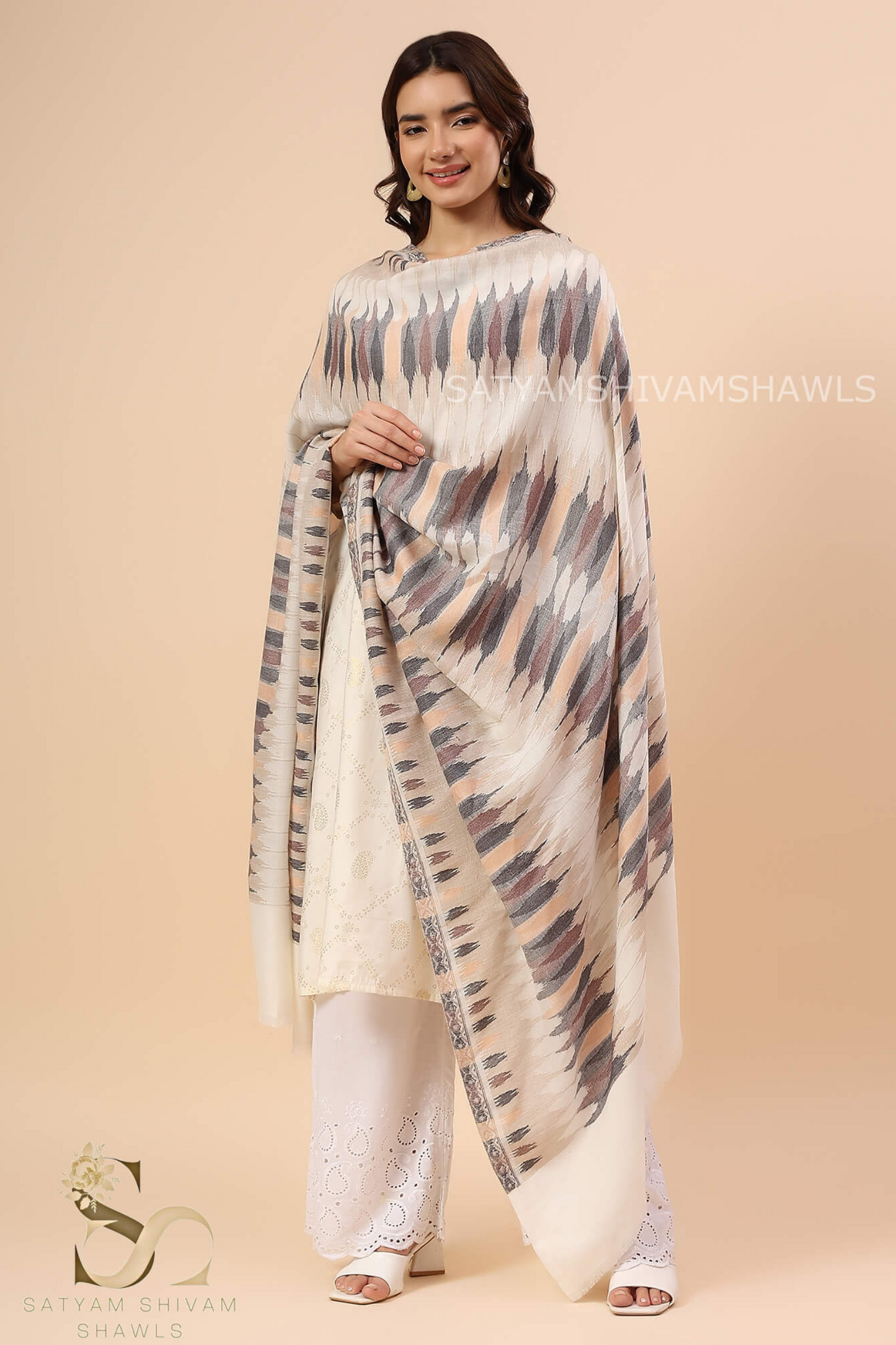 PASHMINA EKAT KANI DESIGN EXTRA FINE WOOL SHAWL,"120 COUNT",WARM ,SOFT AND LIGHT WEIGHT