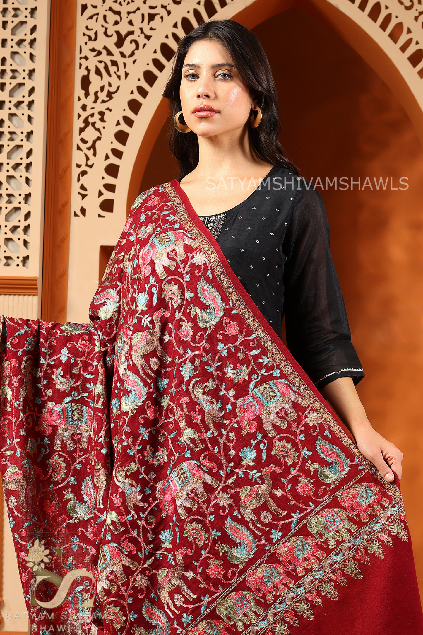 "SHIKAAR-E-KASHMIR" TILLA EMBRODIERY FINE PASHMINA WOOL, WARM AND SOFT