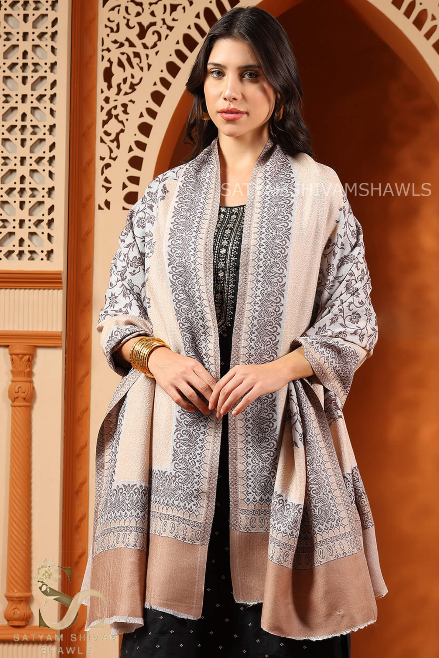 "PURE KANI MASTERPIECE" AUTHENTIC FINE WOOL KANI PASHMINA SHAWL,120 COUNT SUPER SOFT
