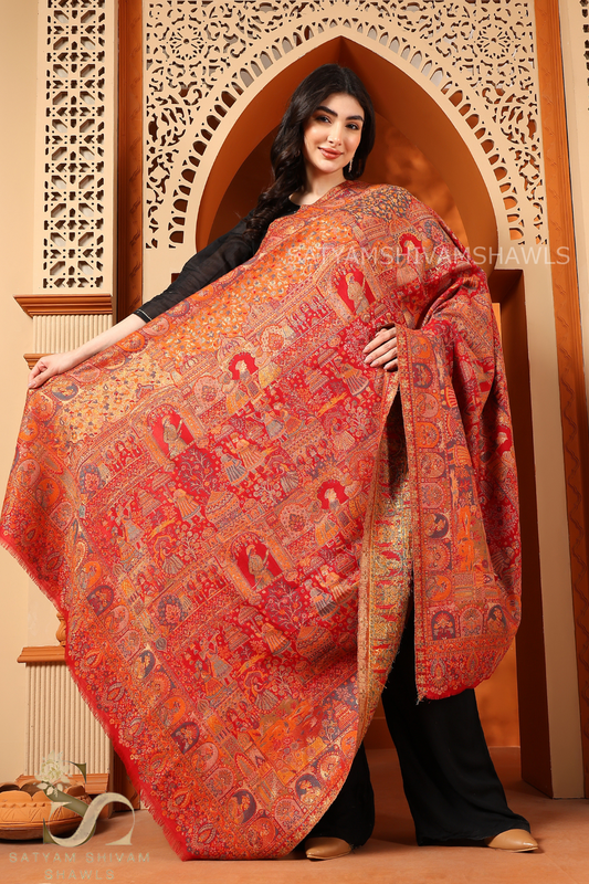 "SHAAN -E-DARBAR" THEME KANI  PASHMINA BLEND WOOL SHAWLS