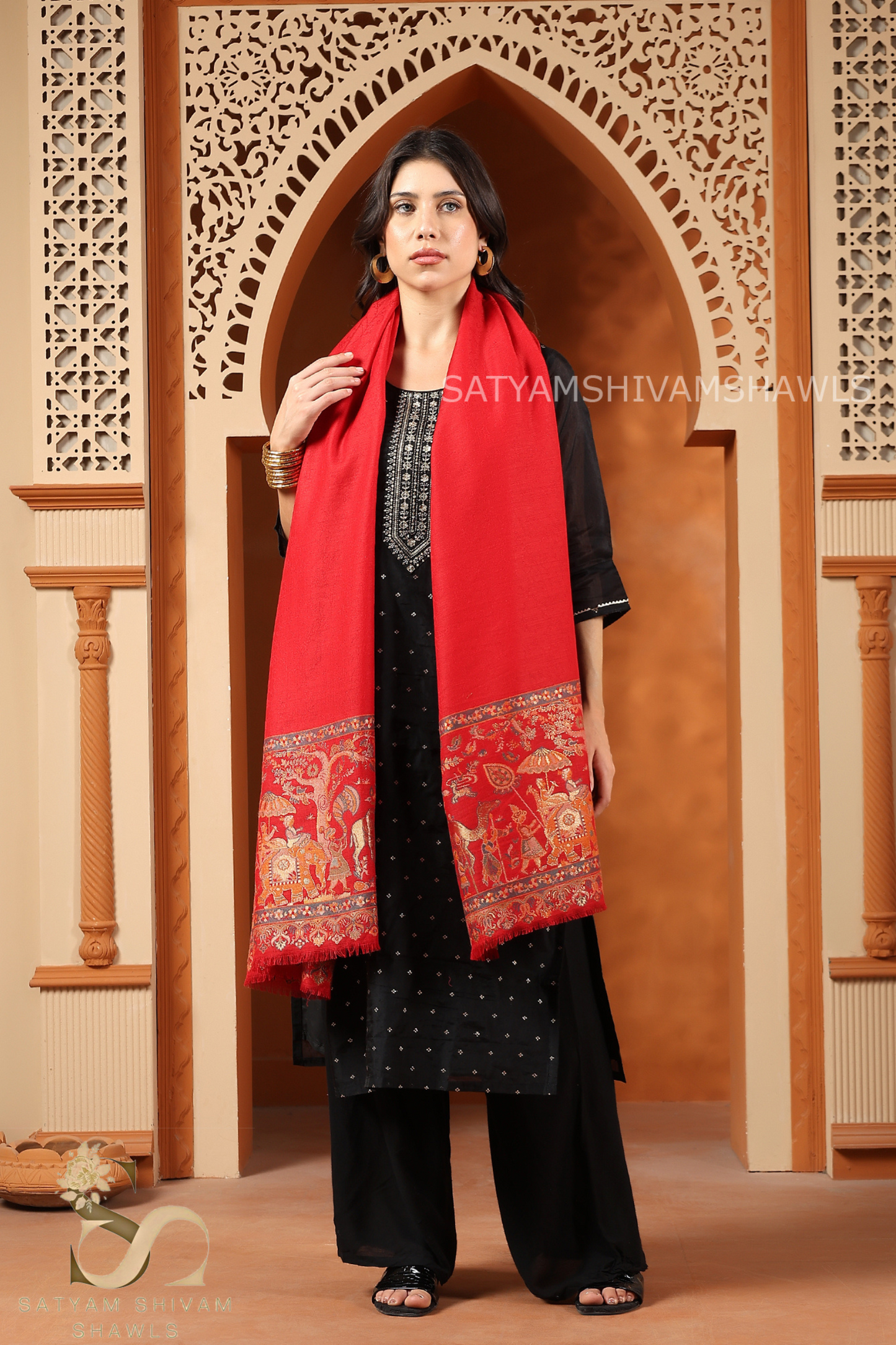 DHOLI PALLA KANI ZARI  WEAVE PURE WOOL  SHAWL,WARM AND SOFT,MEHROON