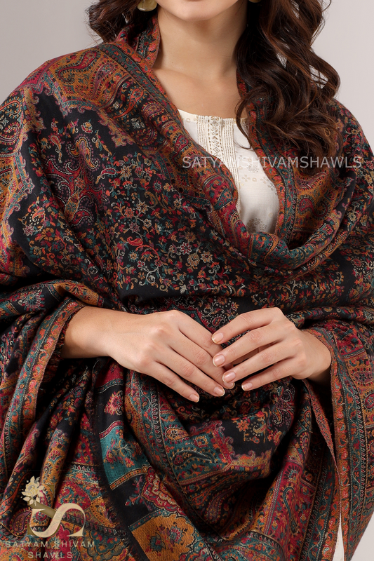 "THE MANDALA MUSE"SIGNATURE PASHMINA WOOL KANI WEAVED SHAWL