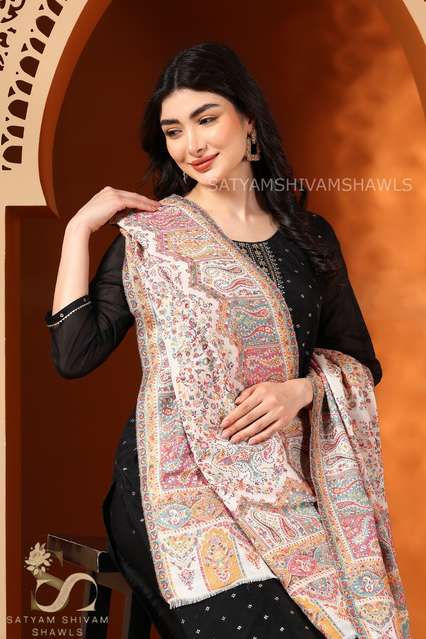 "THE MANDALA MUSE"SIGNATURE PASHMINA WOOL KANI WEAVED SHAWL