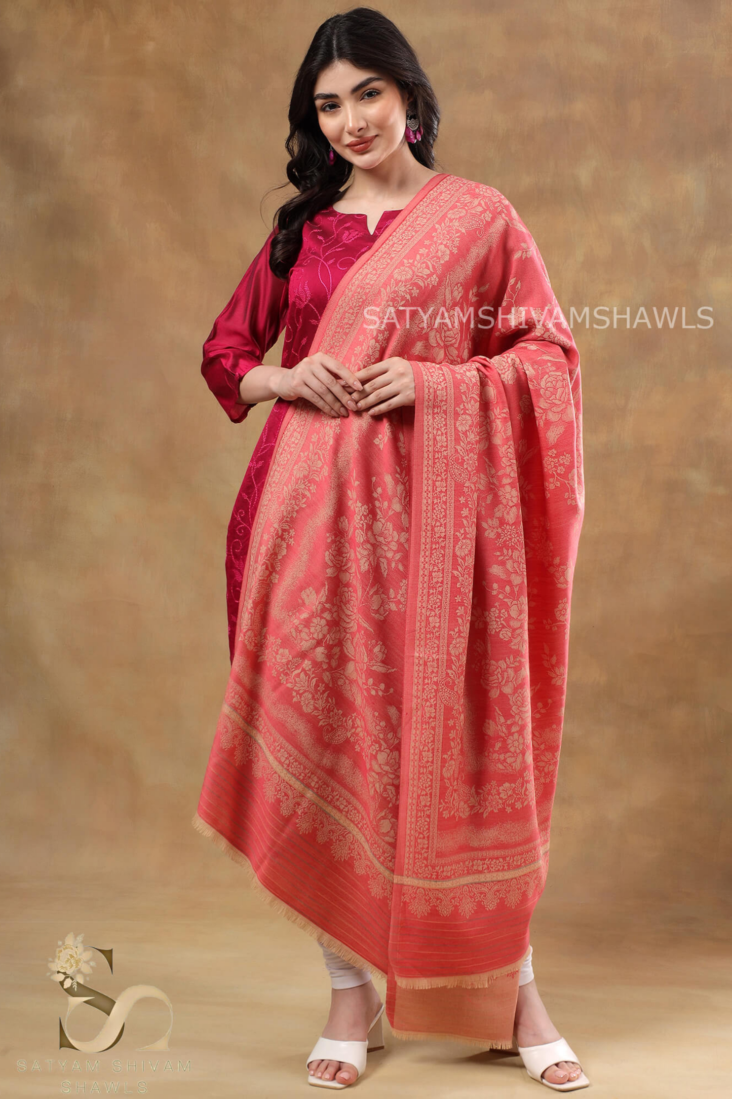PURE WOOL ALL OVER REVERSIBLE SELF DESIGN SHAWL, SOFT, AND WARM