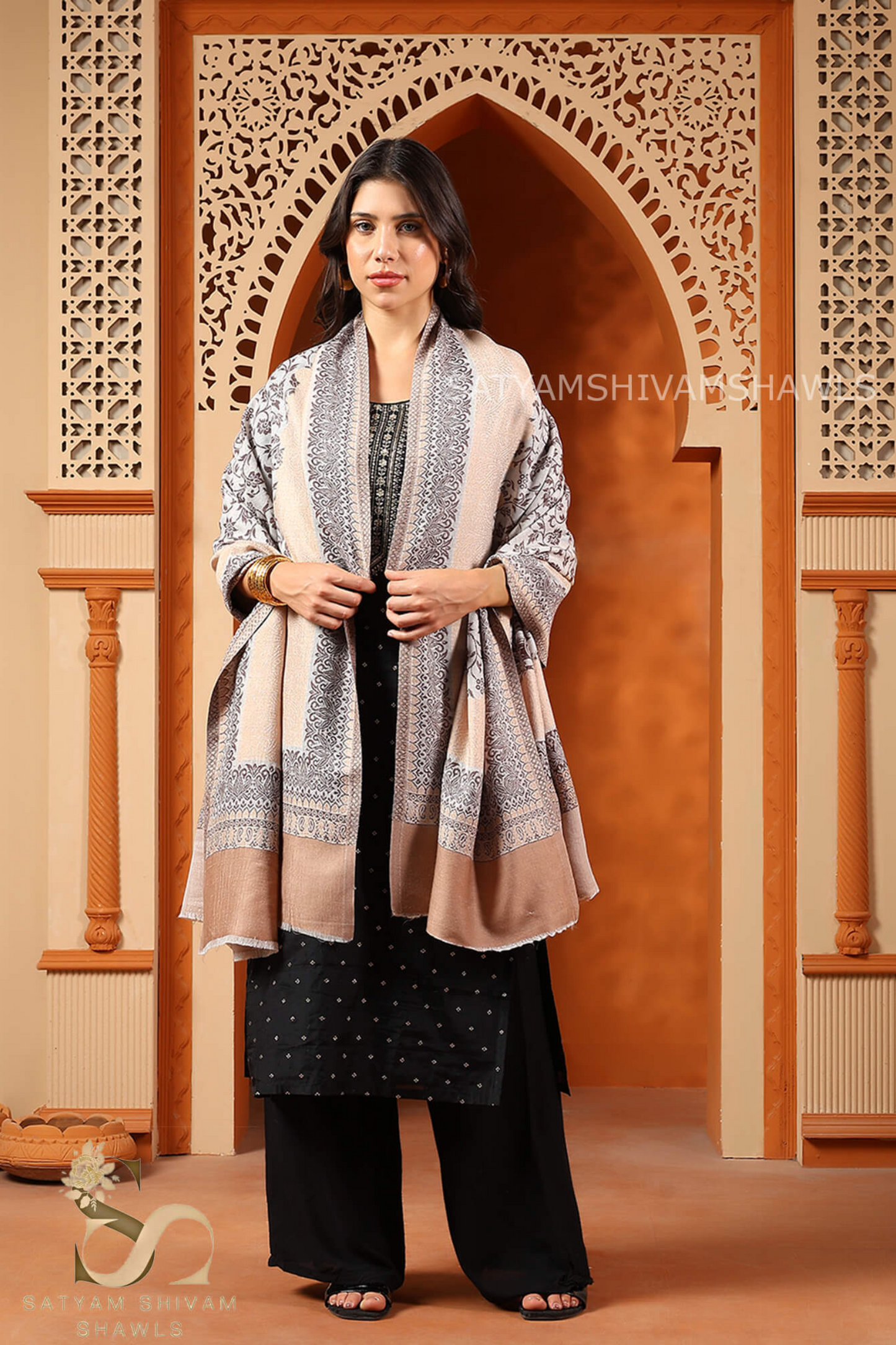 "PURE KANI MASTERPIECE" AUTHENTIC FINE WOOL KANI PASHMINA SHAWL,120 COUNT SUPER SOFT