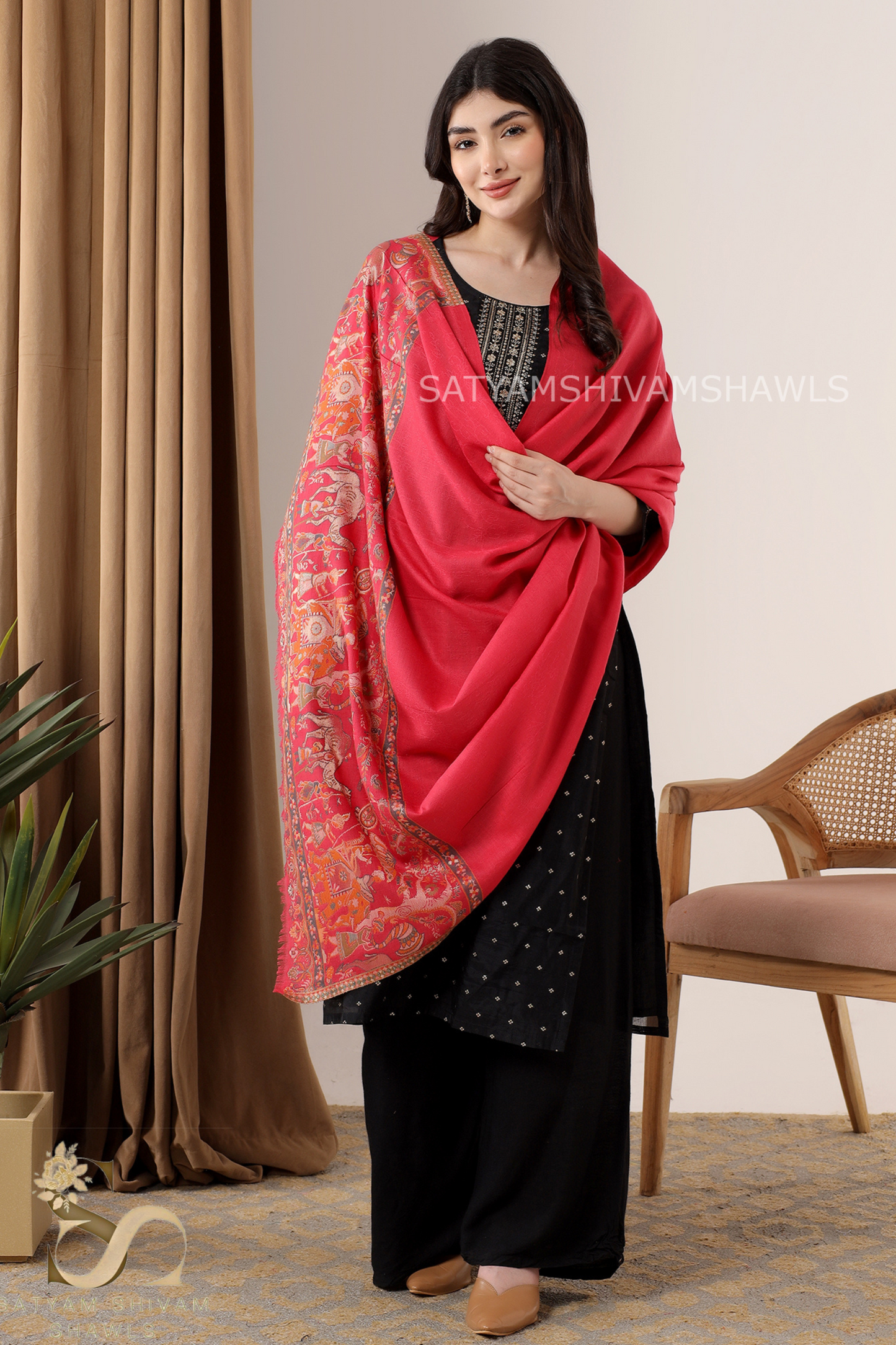 ZARI MOONLIGHT KANI WEAVE PURE WOOL PALLA SHAWL,WARM AND SOFT,
