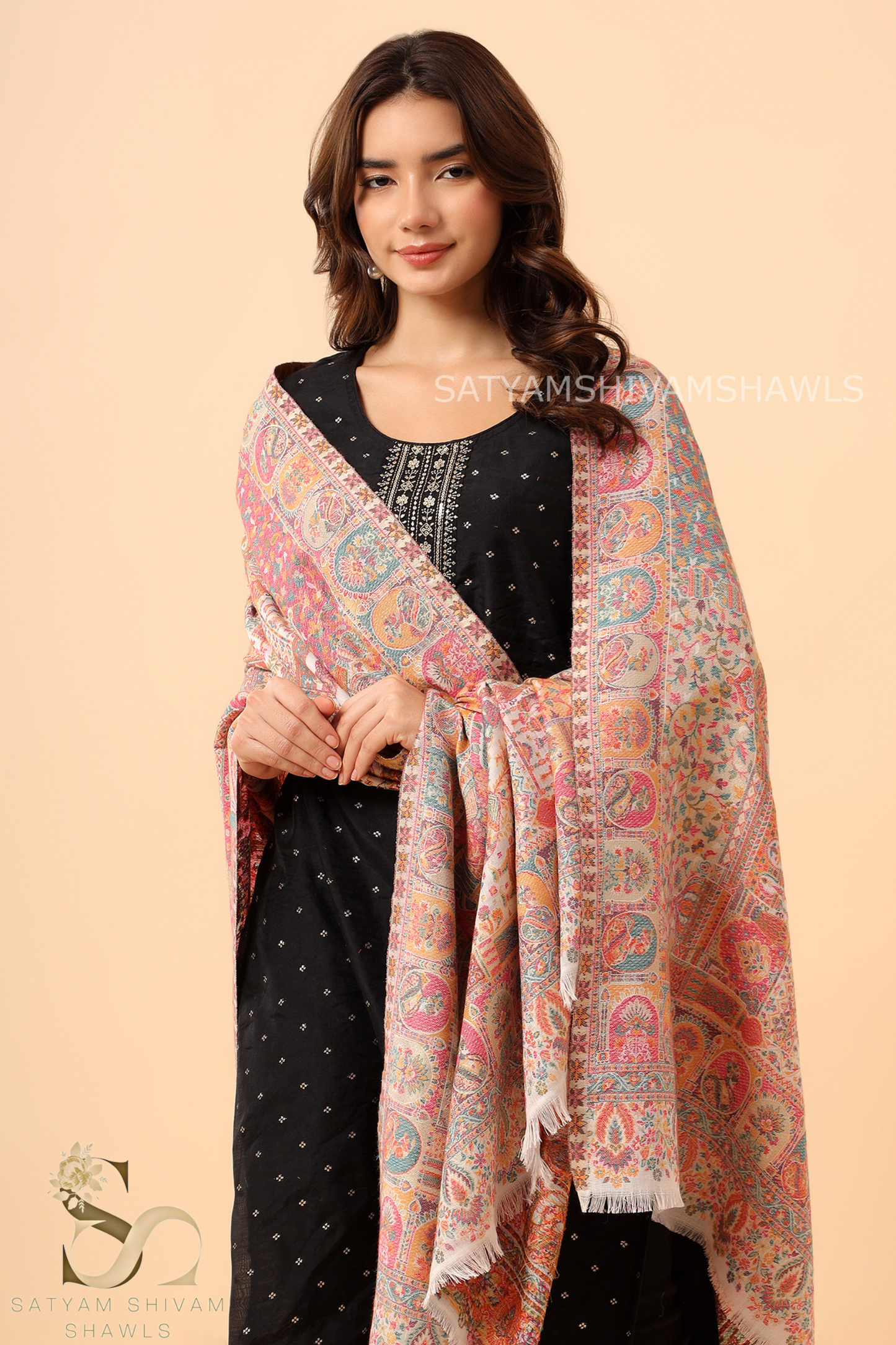 "SHAAN -E-DARBAR" THEME KANI  PASHMINA BLEND WOOL SHAWLS ,LIGHT WEIGHT AND WARM