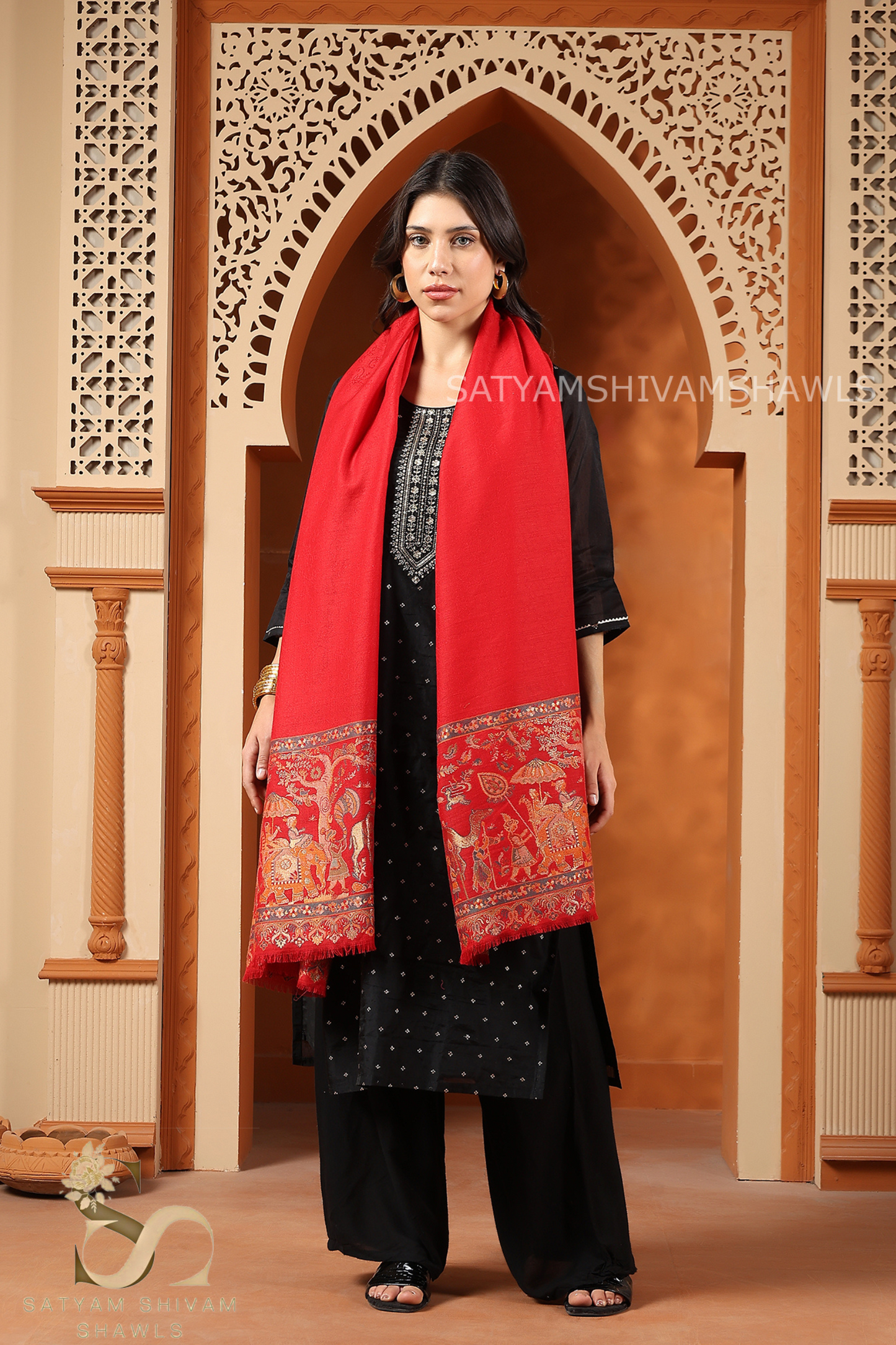 DHOLI PALLA KANI ZARI  WEAVE PURE WOOL  SHAWL,WARM AND SOFT,MEHROON