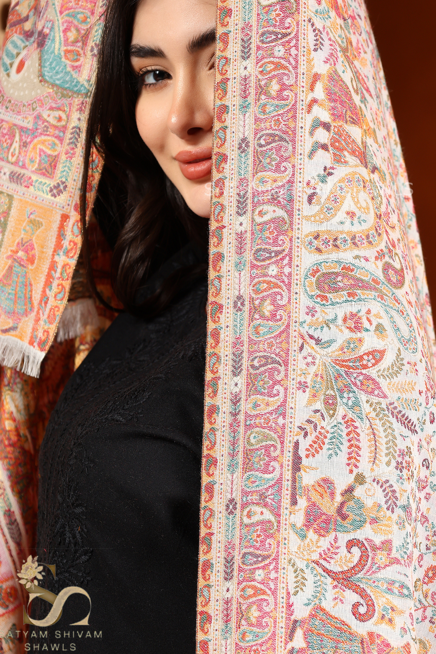 BAADSHAH DARABR ZARI KANI PASHMINA BLEND WOOL WOMENS SHAWLS