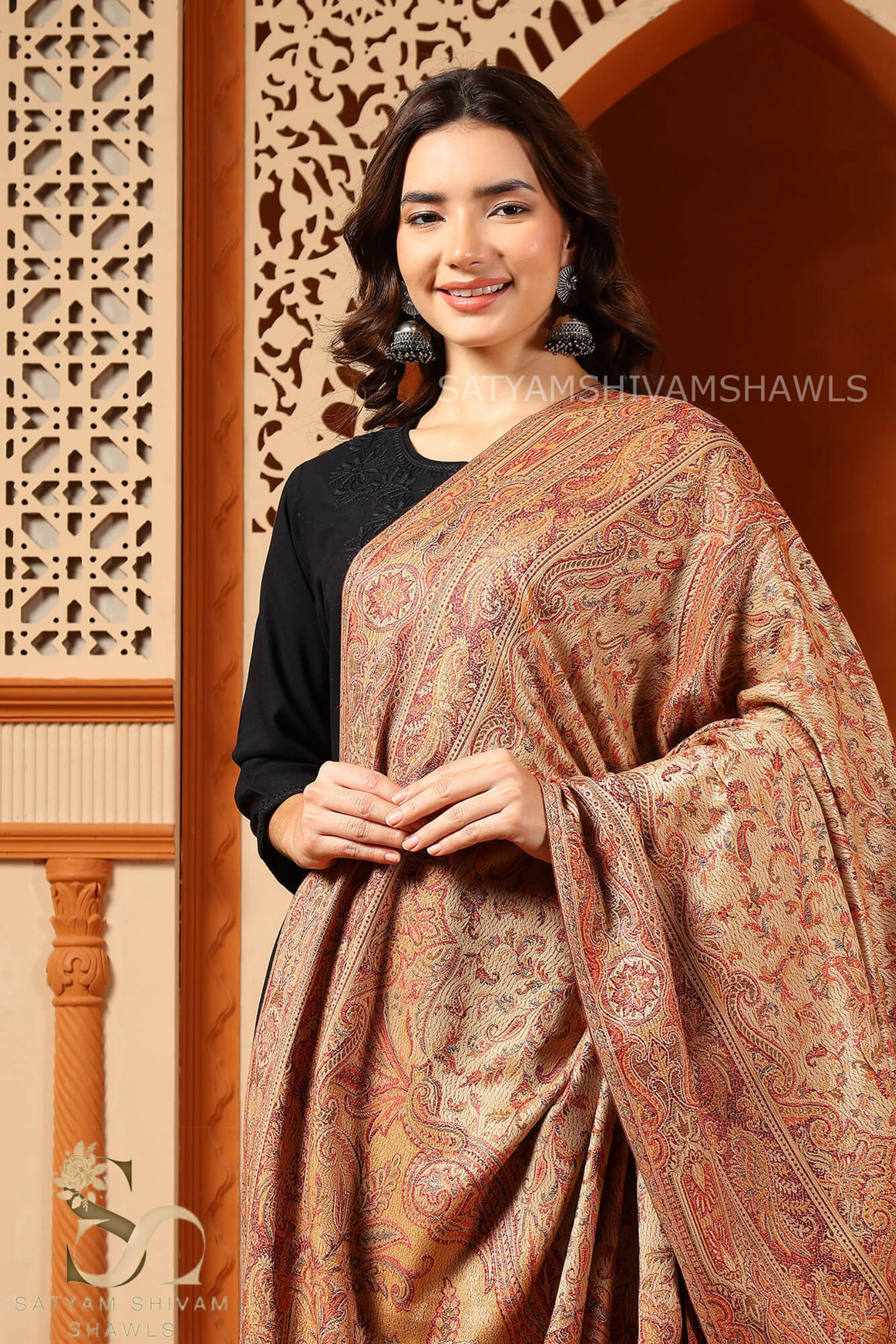 PURE WOOL ETHNIC KANI WEAVED SHAWL,WARM AND SOFT,