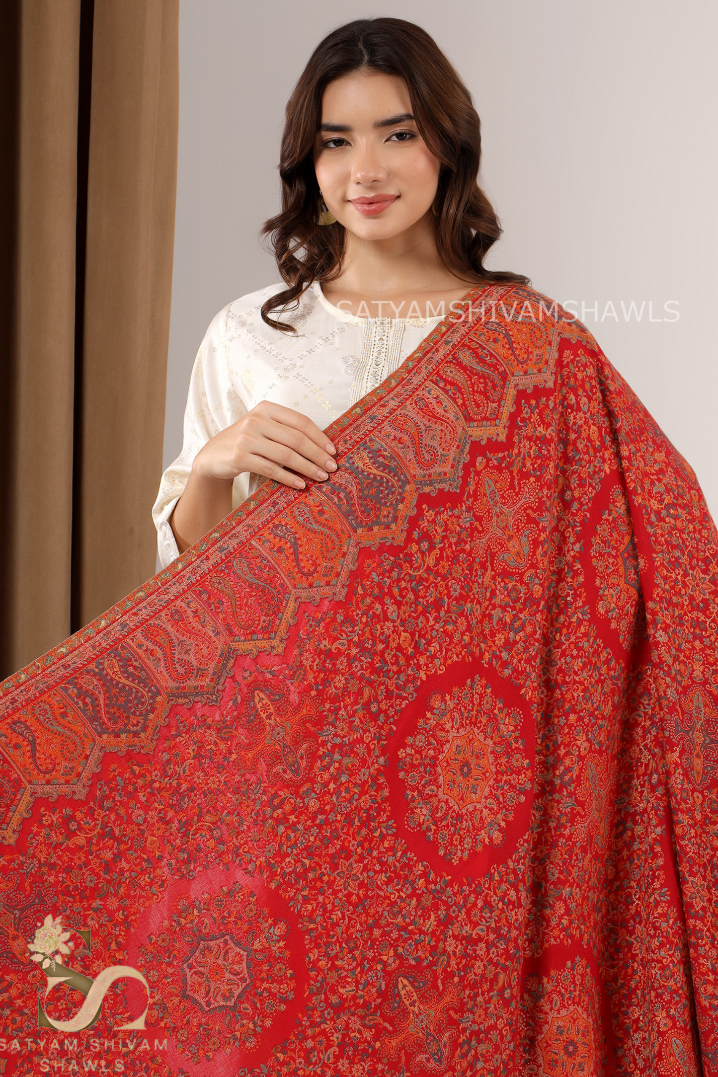 'THE MANDALA MUSE" Womens 100% Pure Wool kani Ethnic Weave Shawl, Soft And Warm