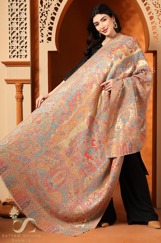 MOONLIGHT FINE WOOL DARBAR ,TWILIGHT MULTICOLOR SHAWL