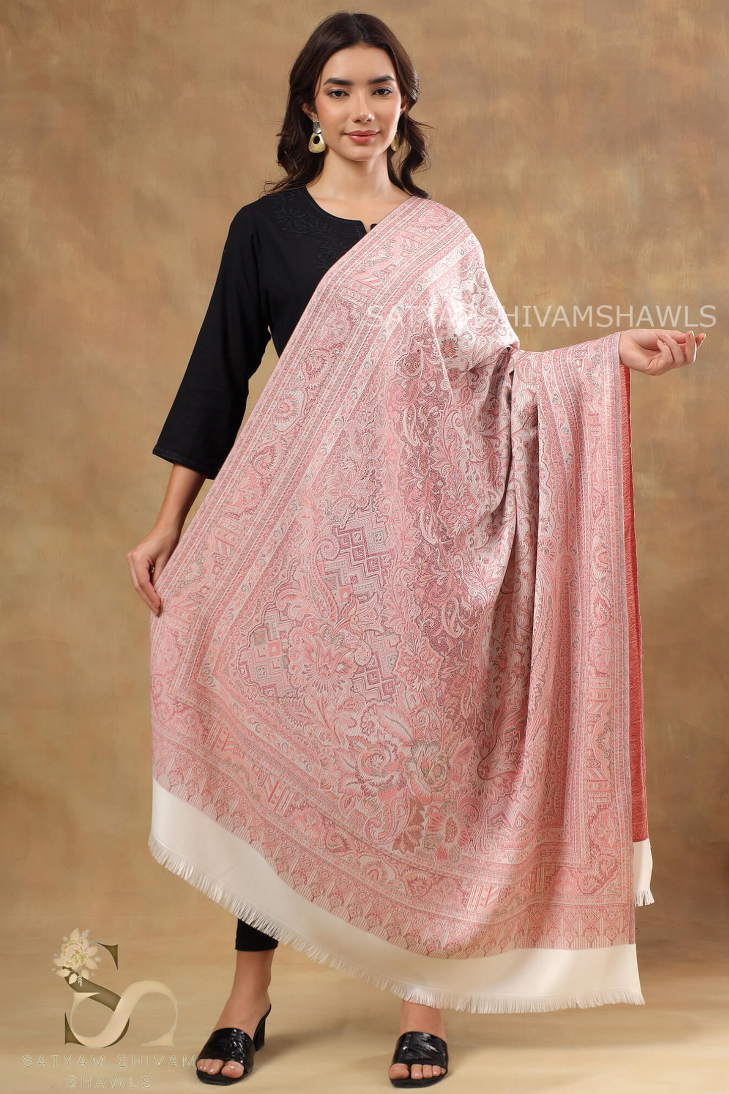 His and Her Gift Set of Jamawar and kaani Shawls With premium box packaging,navy blue & white