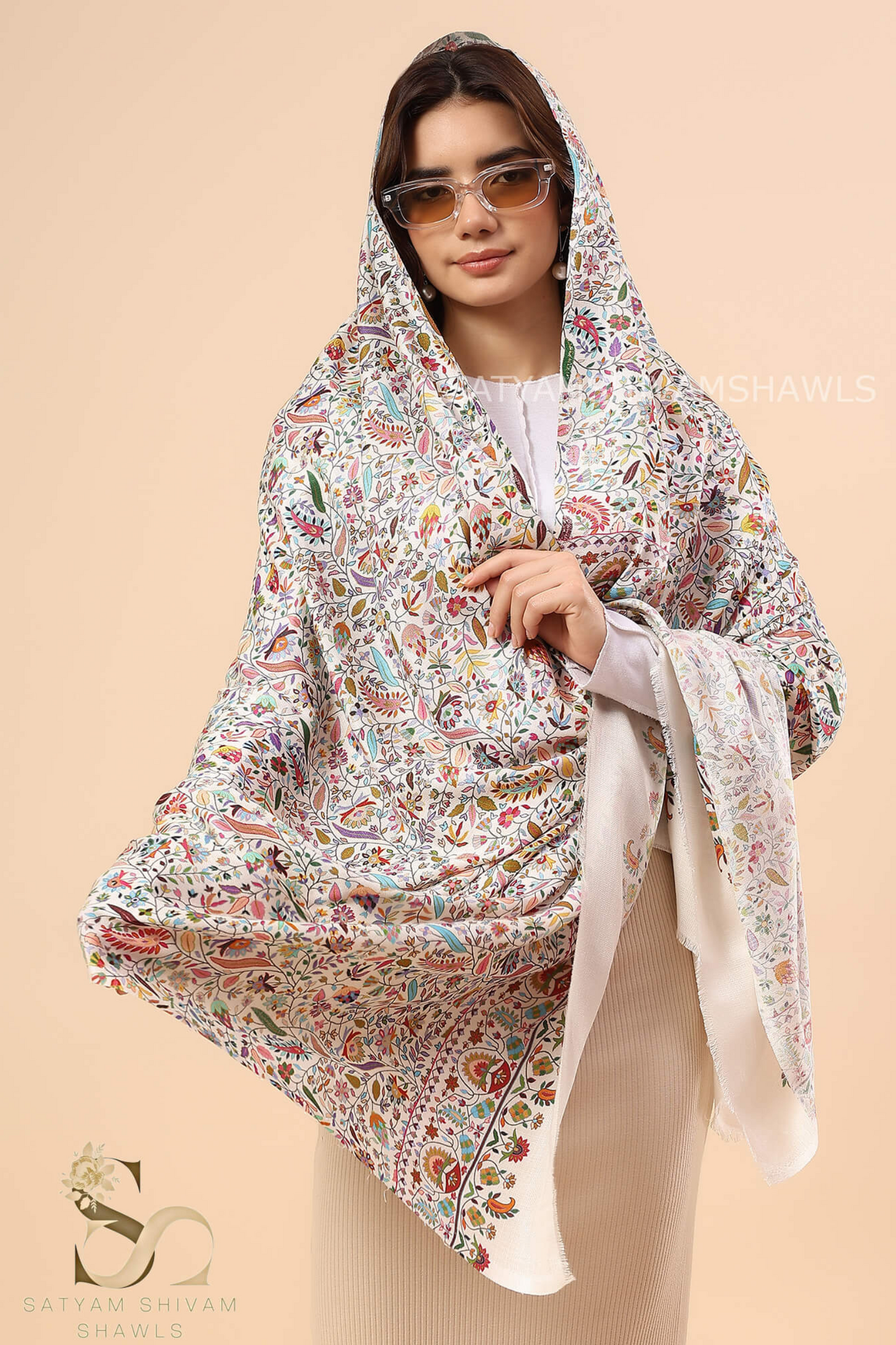 KALAMKARI KANI LEAF PRINT DESIGN SHAWL SILK WOOL,SOFT AND LIGHT WEIGHT
