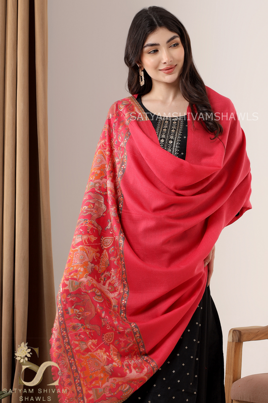 ZARI MOONLIGHT KANI WEAVE PURE WOOL PALLA SHAWL,WARM AND SOFT,