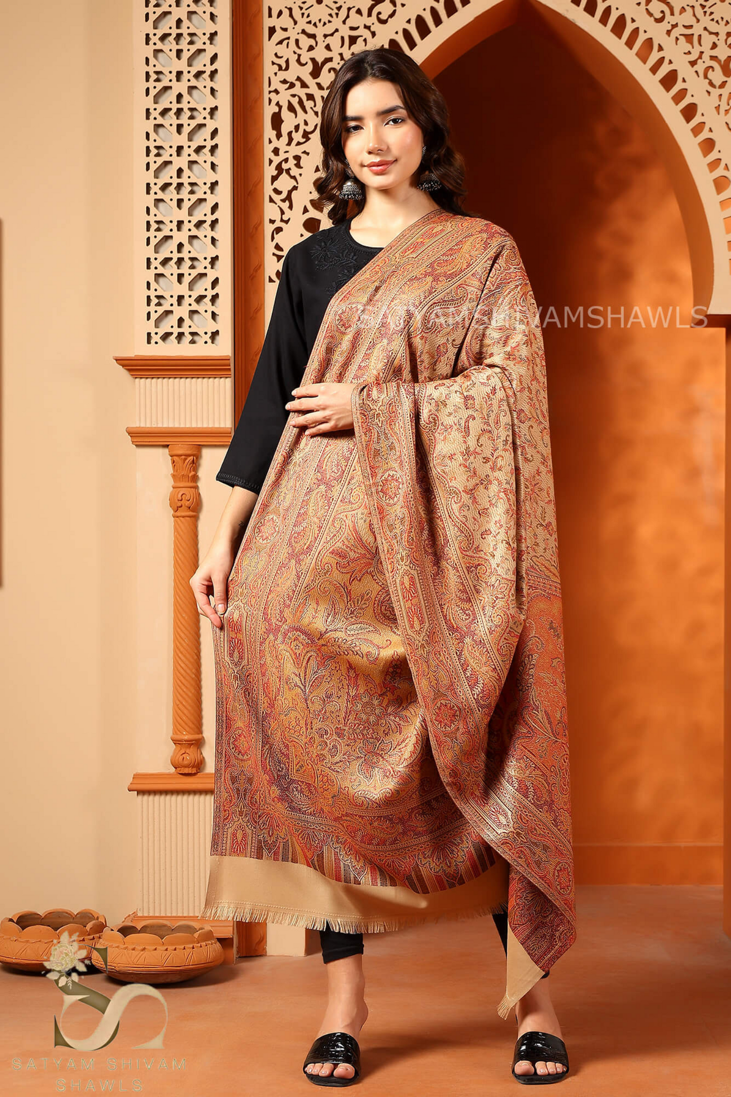PURE WOOL ETHNIC KANI WEAVED SHAWL,WARM AND SOFT,