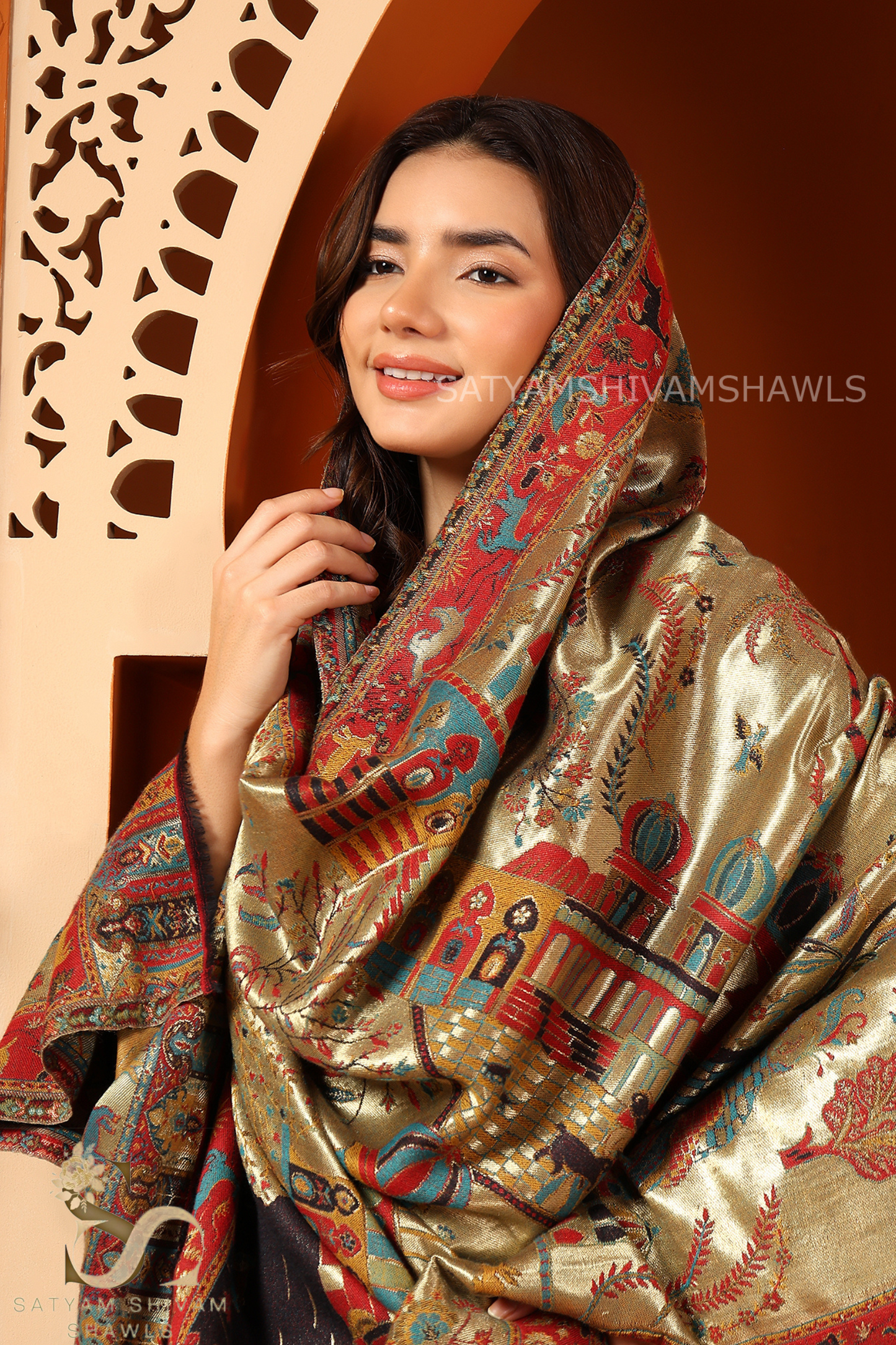 MOONLIGHT MEHROON AUTHENTIC INDIAN DESIGN REVERSIBLE SHAWL