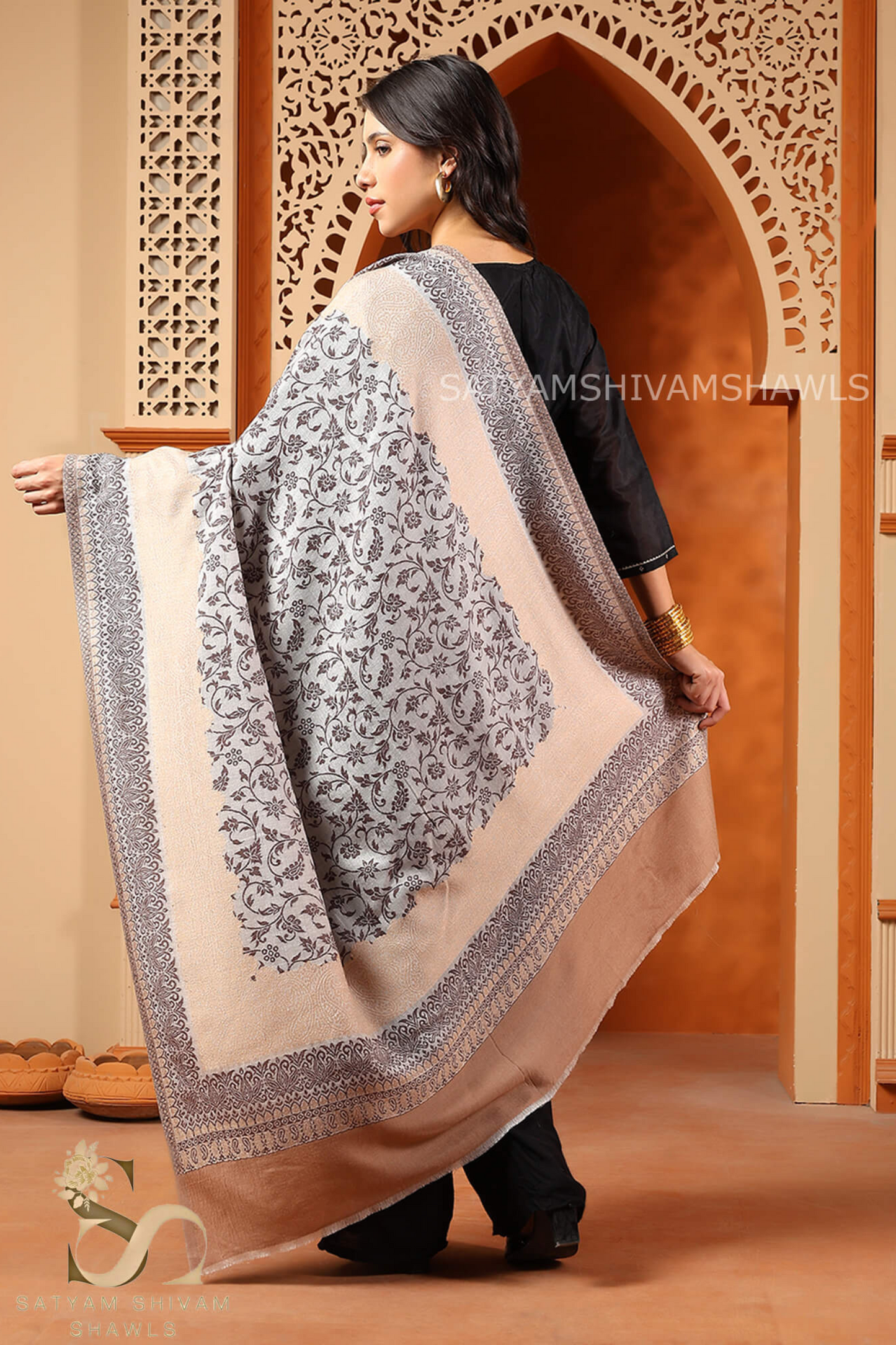 "PURE KANI MASTERPIECE" AUTHENTIC FINE WOOL KANI PASHMINA SHAWL,120 COUNT SUPER SOFT