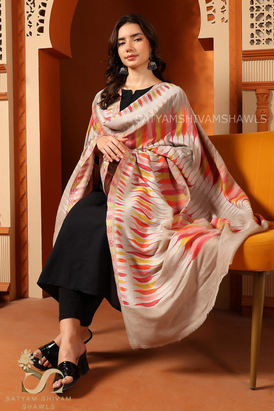 PASHMINA EKAT KANI DESIGN EXTRA FINE WOOL SHAWL,"120 COUNT",WARM ,SOFT AND LIGHT WEIGHT
