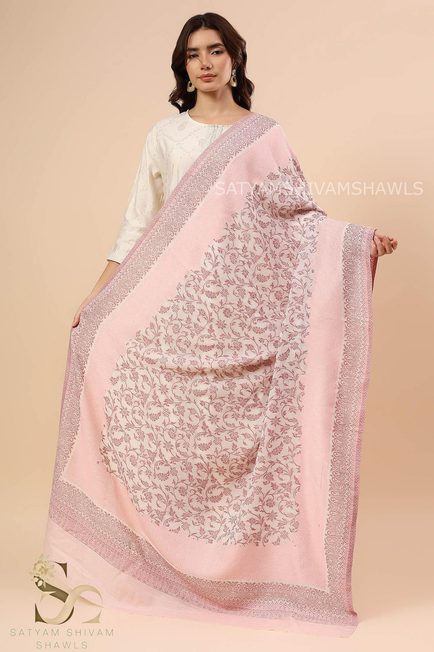 "PURE KANI MASTERPIECE" AUTHENTIC FINE WOOL KANI PASHMINA SHAWL,120 COUNT SUPER SOFT
