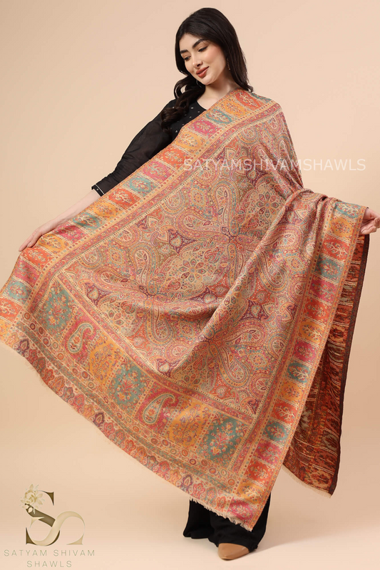 PASHMINA PURE WOOL AUTHENTIC MULTI KANI WEAVE DESIGN SHAWL,