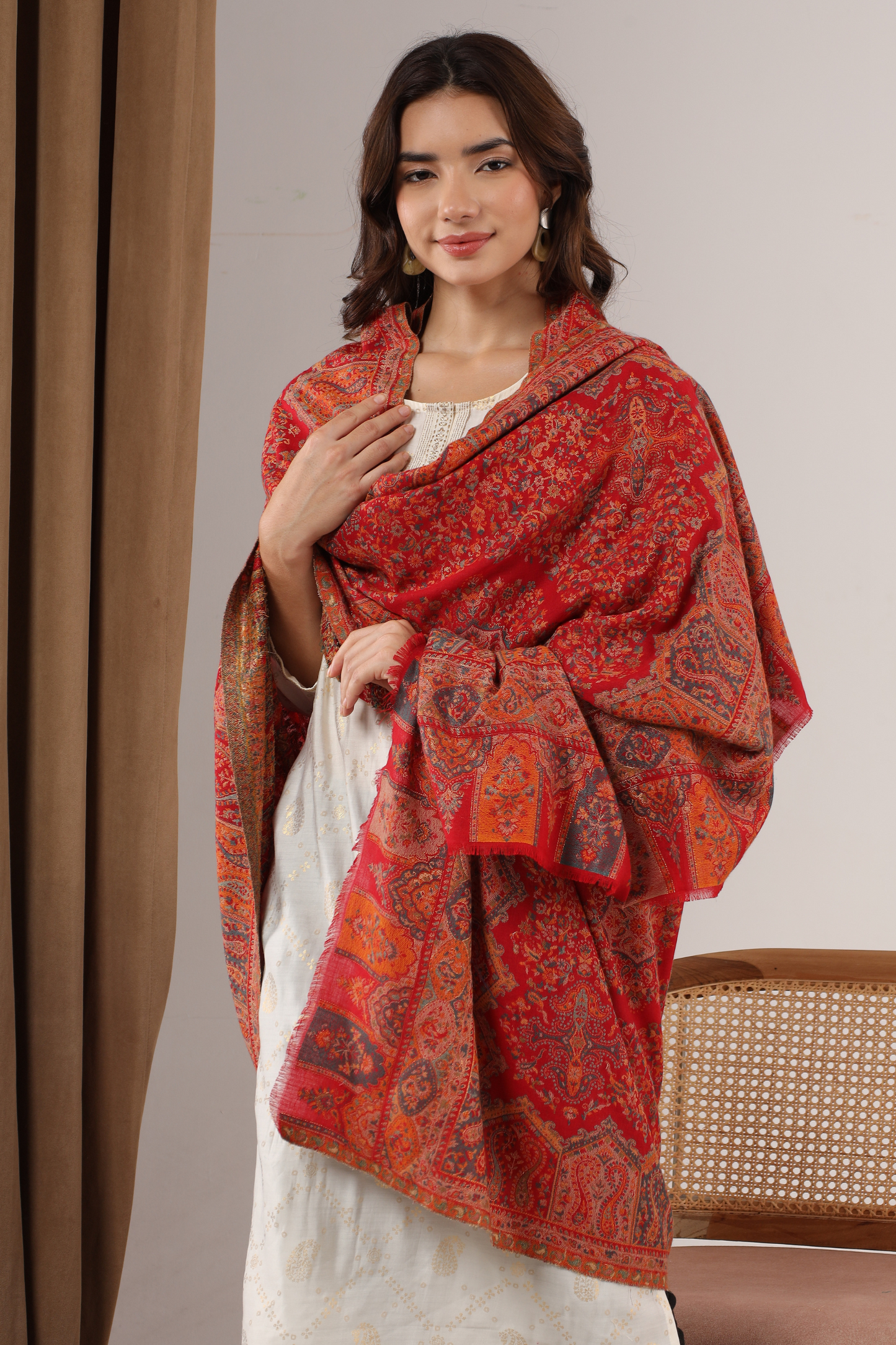 'THE MANDALA MUSE" Womens 100% Pure Wool kani Ethnic Weave Shawl, Soft And Warm