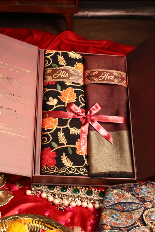 His And Her Set Of pure wool stoles With Premium Gift Box Packaging,