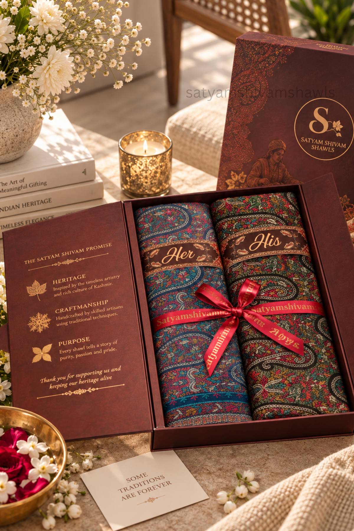 HIS AND HER SET OF PURE WOOL KANI SHAWLS WITH PREMIUM PACKAGING