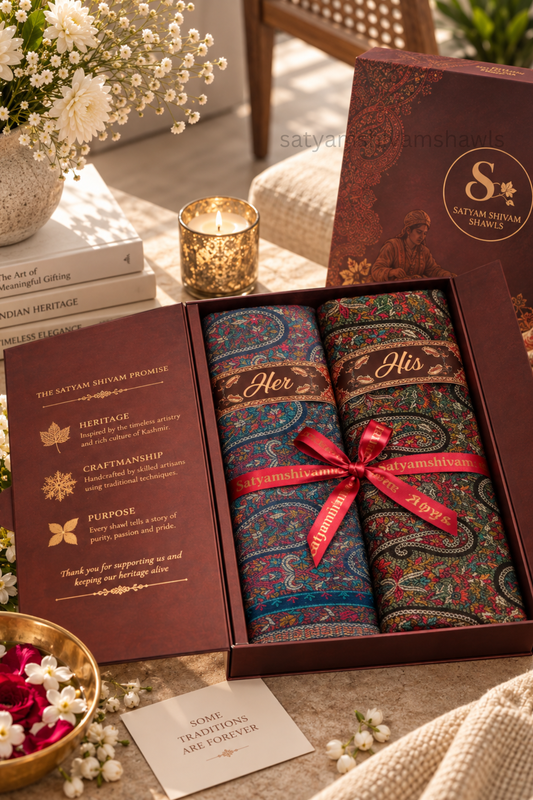 HIS AND HER SET OF PURE WOOL KANI SHAWLS WITH PREMIUM PACKAGING