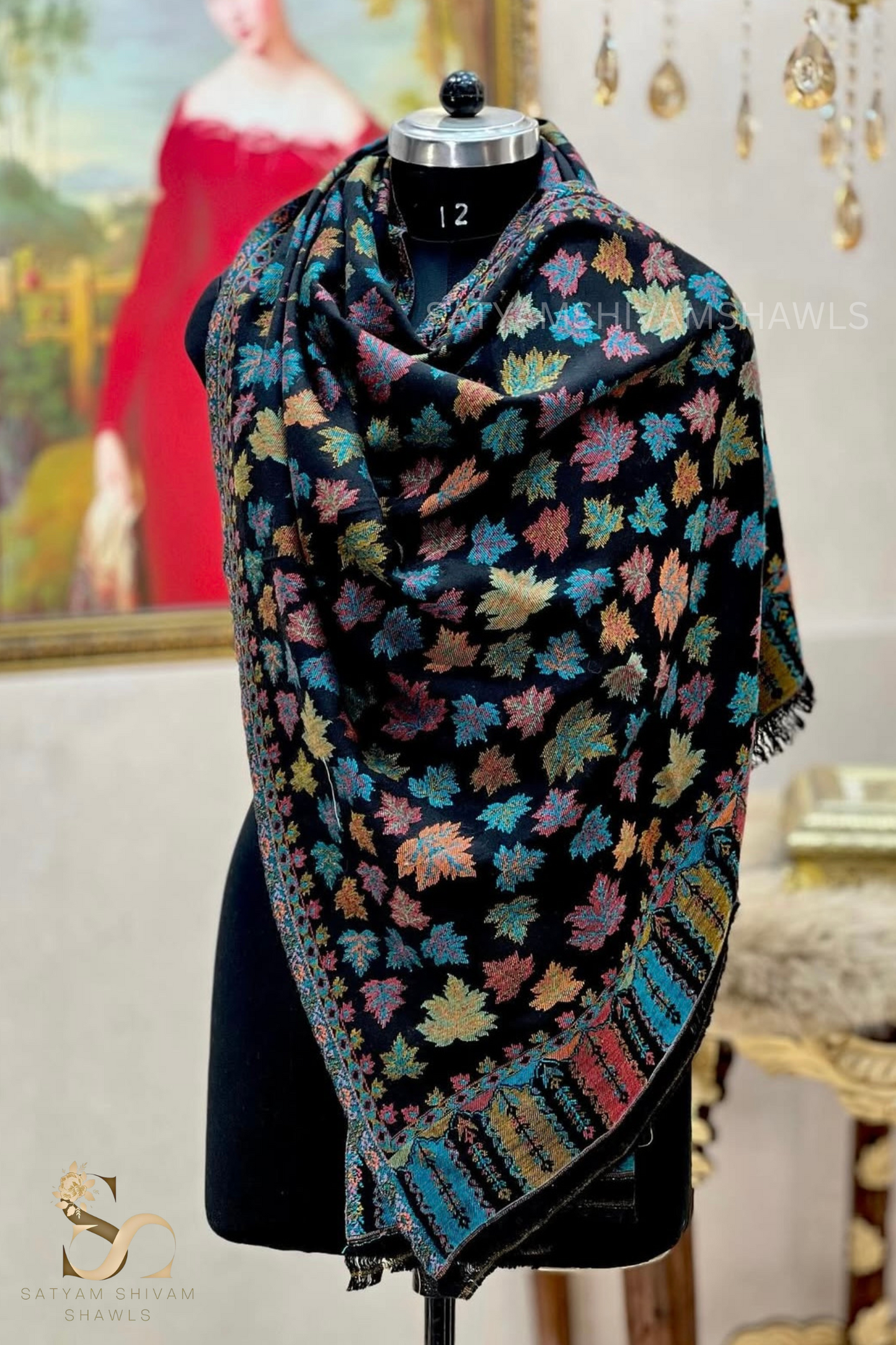pure wool multi chinar kani design stole