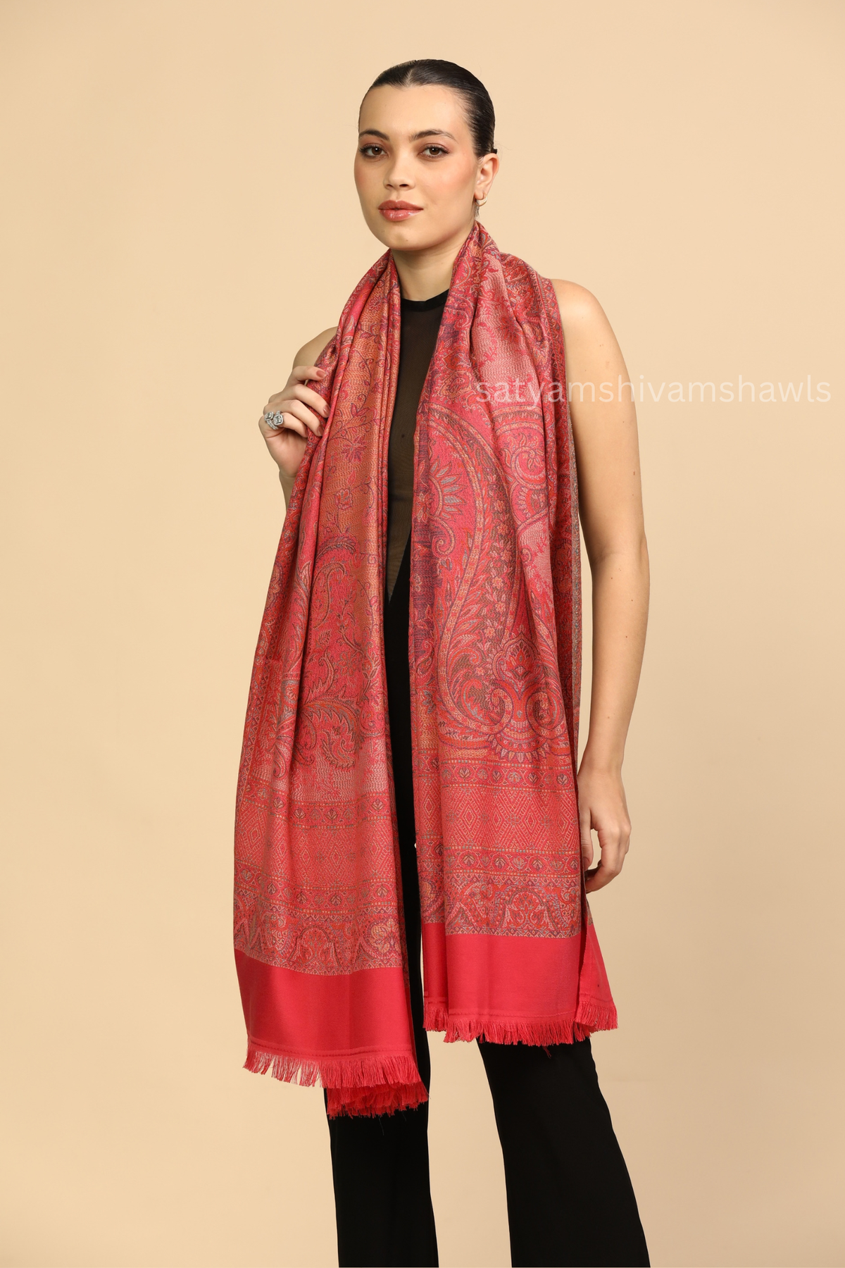 Gul-e-Rose jamawar kani women shawl
