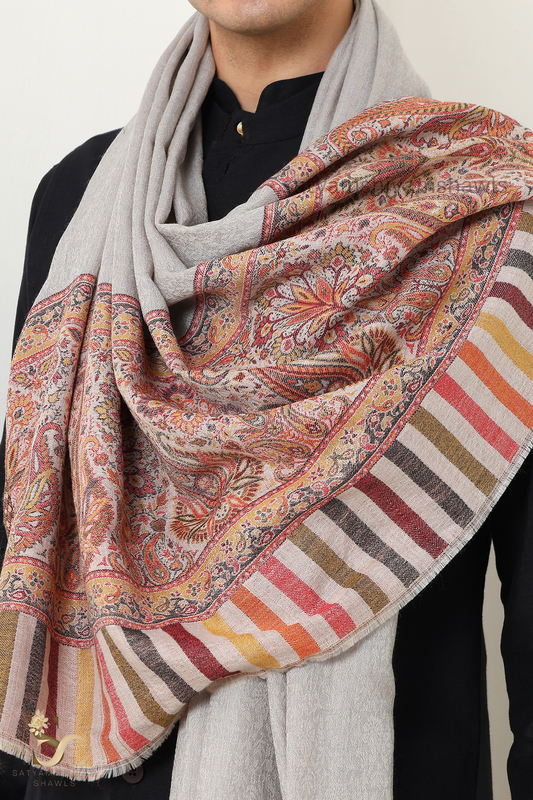 MENS EXTRA FINE WOOL SHAWL, WOVEN PALLA, AZTEC DESIGN,WARM AND LIGHT WEIGHT