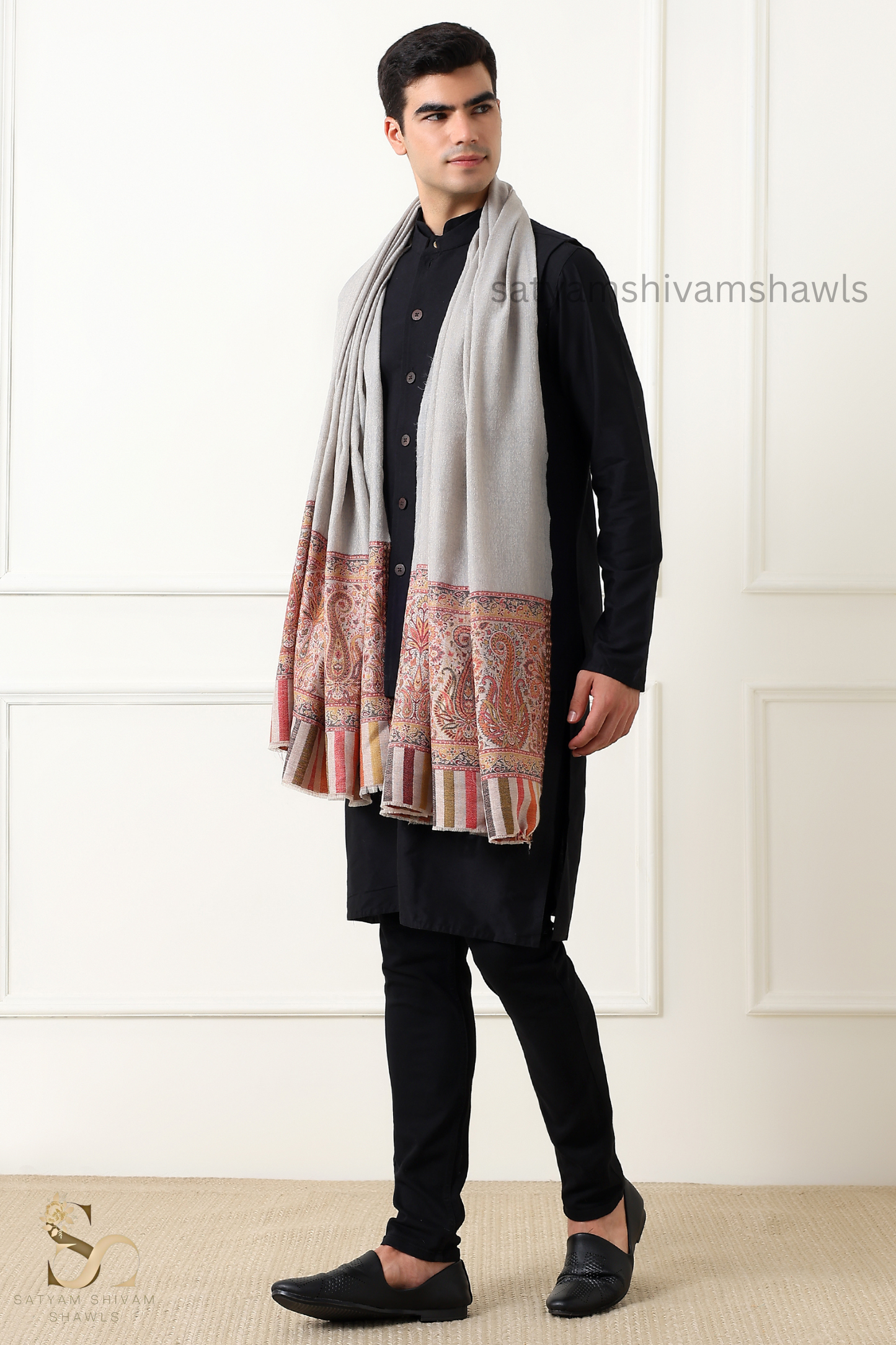 MENS EXTRA FINE WOOL SHAWL, WOVEN PALLA, AZTEC DESIGN,WARM AND LIGHT WEIGHT