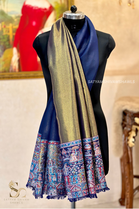 Twilight moonlight reversible kani palla stole, soft & warm,